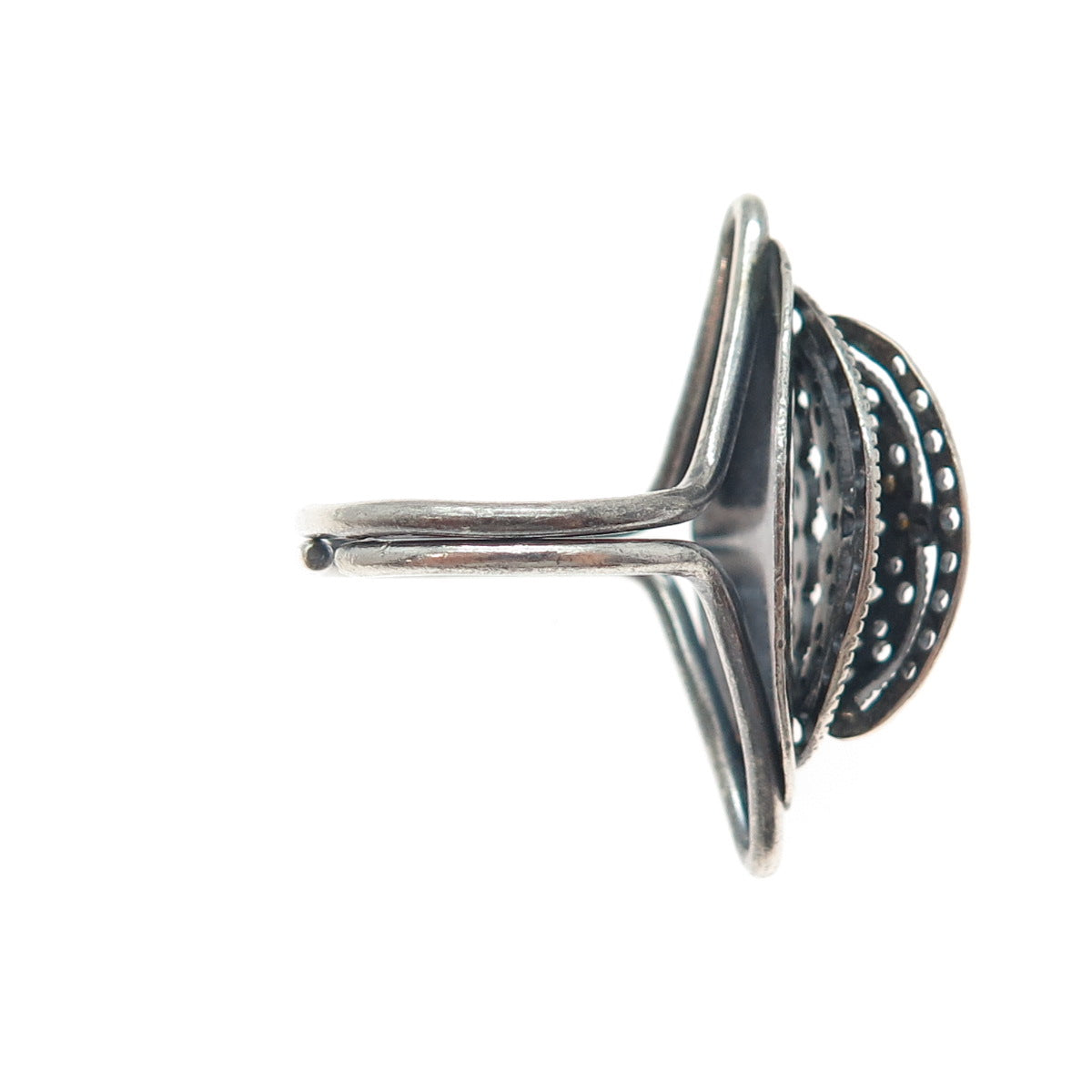 BEAU Sterling Silver Antique Art Deco Filigree Oxidized Adjustable Ring Size 6