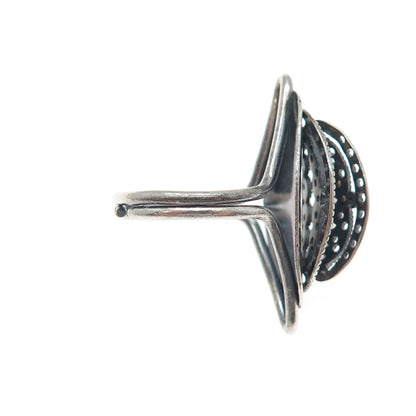 BEAU Sterling Silver Antique Art Deco Filigree Oxidized Adjustable Ring Size 6