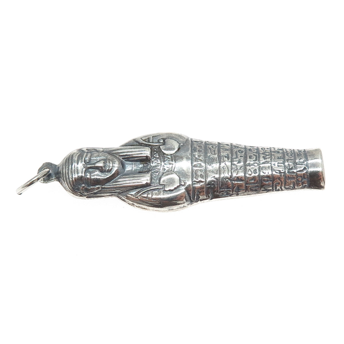 800 Silver Vintage Egyptian King Tutankhamun Oxidized 3D Pendant
