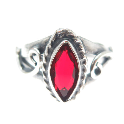 925 Sterling Silver Vintage Real Rhodonite Swirl Oxidized Ring Size 6.25