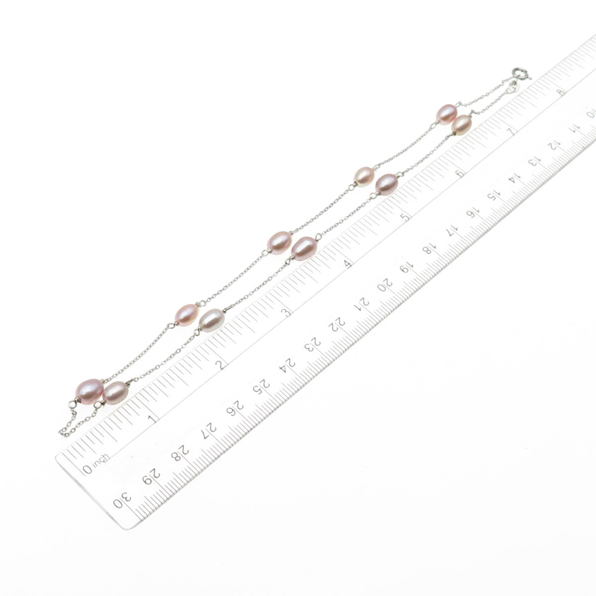 925 Sterling Silver Vintage Italy Real Pearl By The Yard Chain Necklace 16"