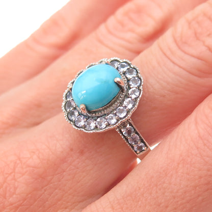 Chuck Clemency 925 Sterling Real Sleeping Beauty Turquoise Tanzanite Ring Size 7