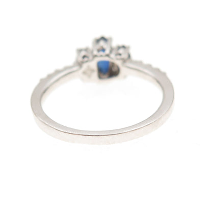 Sai 925 Sterling Silver Vintage Real Sapphire & White Topaz Ring Size 6