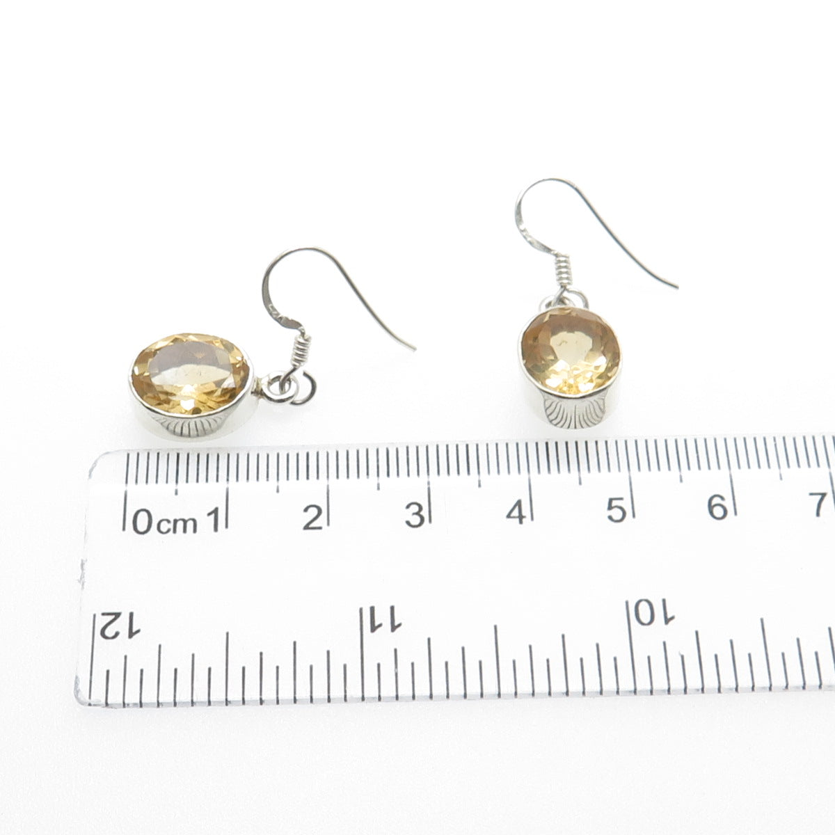 925 Sterling Silver Vintage Real Oval-Cut Citrine Dangle Earrings
