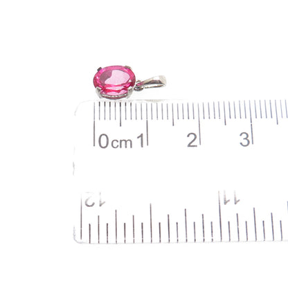 925 Sterling Silver Real Oval-Cut Ruby Minimalist Charm Pendant