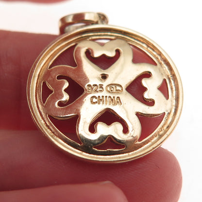 925 Sterling Silver Gold Plated Real Diamond Accent Heart Charm Pendant