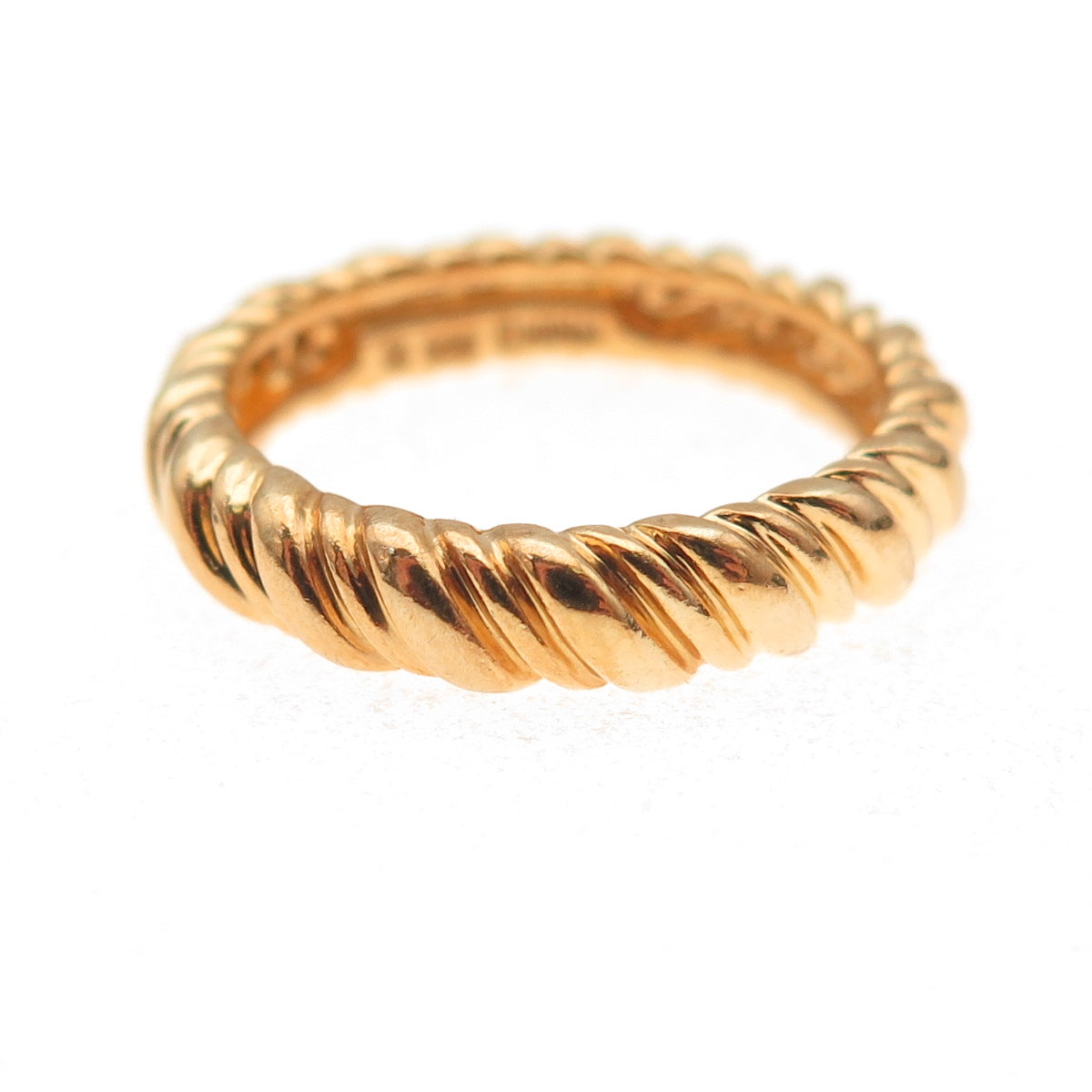 Ross Simons 925 Sterling Silver Gold Plated Ribbed Band Ring Size 7