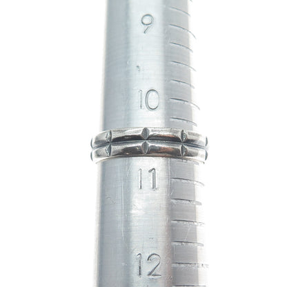 925 Sterling Silver Vintage 2-Row Bar Oxidized Band Ring Size 10.75