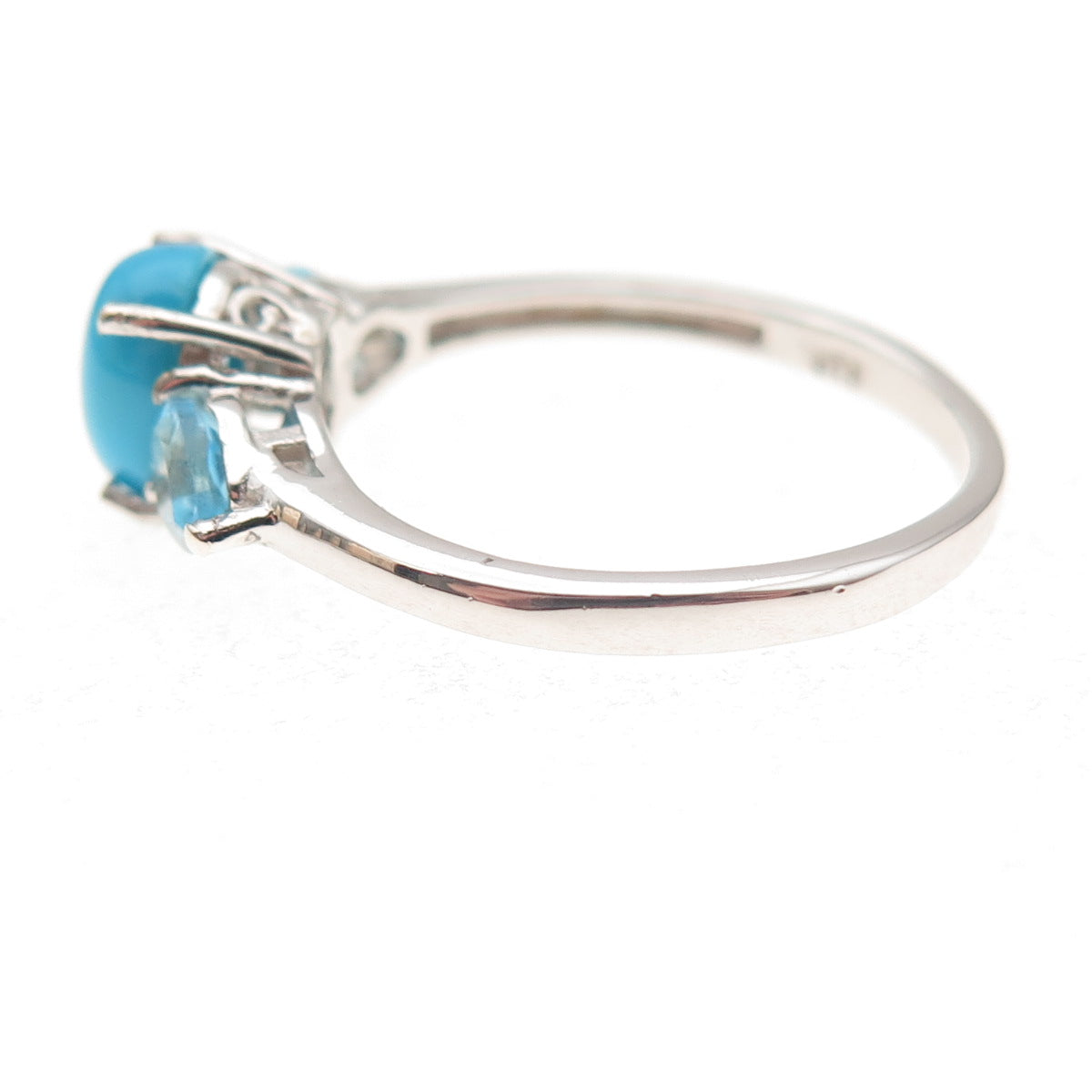 Chuck Clemency 925 Sterling Silver Real Turquoise & Blue Topaz Ring Size 8.25
