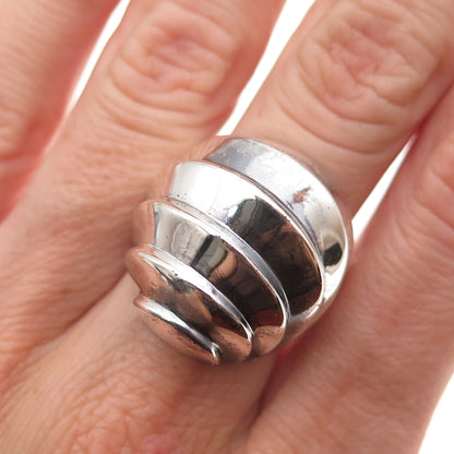 925 Sterling Silver Vintage Modernist Oxidized Ring Size 7.5