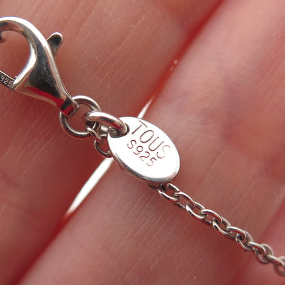 TOUS 925 Sterling Silver Real MOP Bear Cable Link Bracelet 5.75"