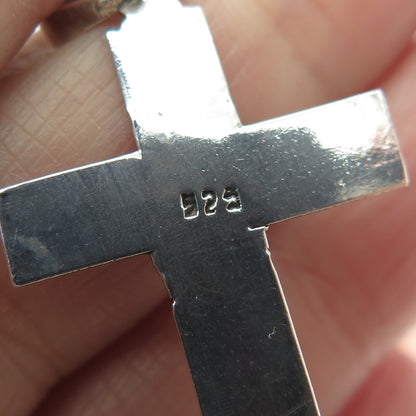 925 Sterling Silver Vintage Crucifix Cross Oxidized Pendant