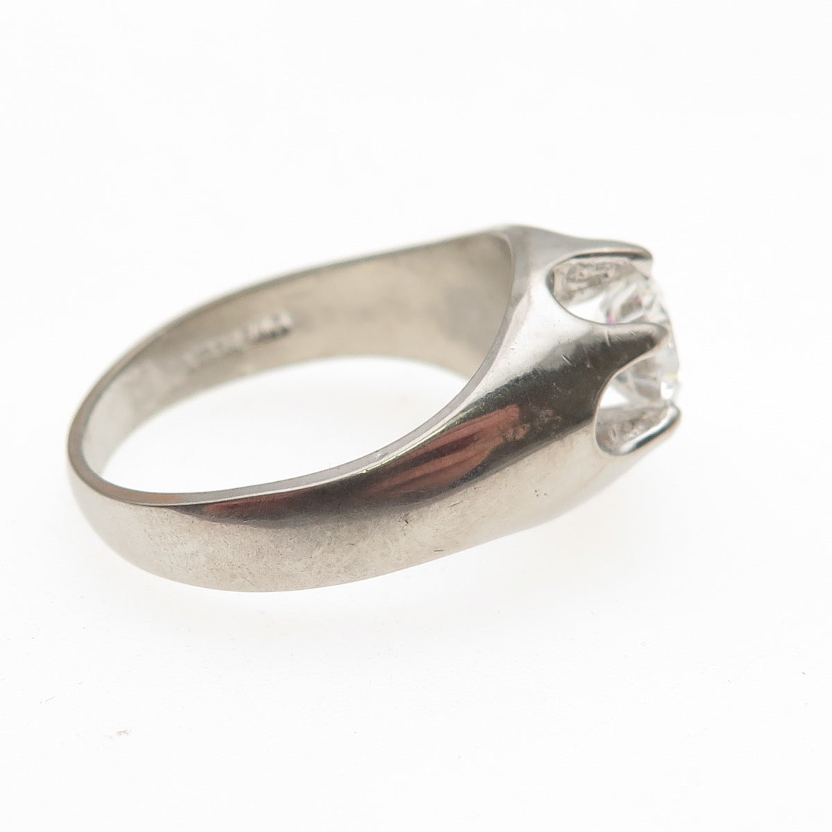 925 Sterling Silver Vintage Round-Cut C Z Modernist Ring Size 10.25