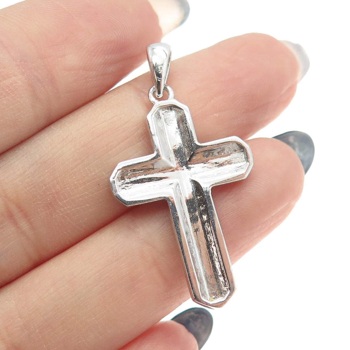 925 Sterling Silver Pave C Z Cross Pendant