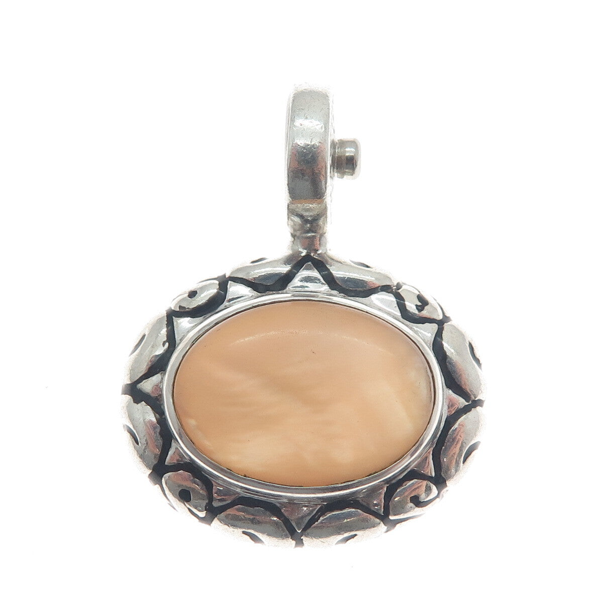 ESPO JOSEPH ESPOSITO 925 Sterling Silver Vintage Real Cream MOP Tribal Pendant