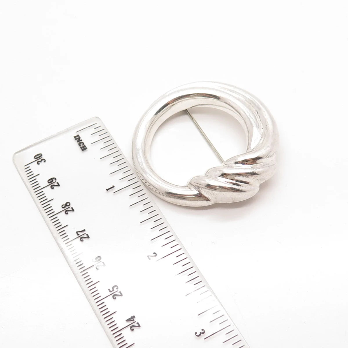 925 Sterling Silver Vintage Bayanihan Ribbed Pin Brooch