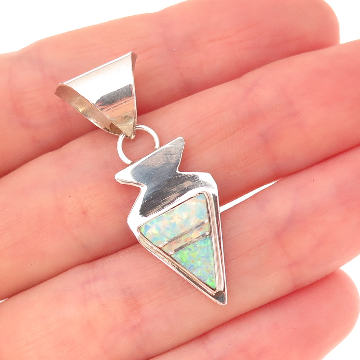 Old Pawn 925 Sterling Silver Vintage Southwestern Opal Arrow Charm Pendant