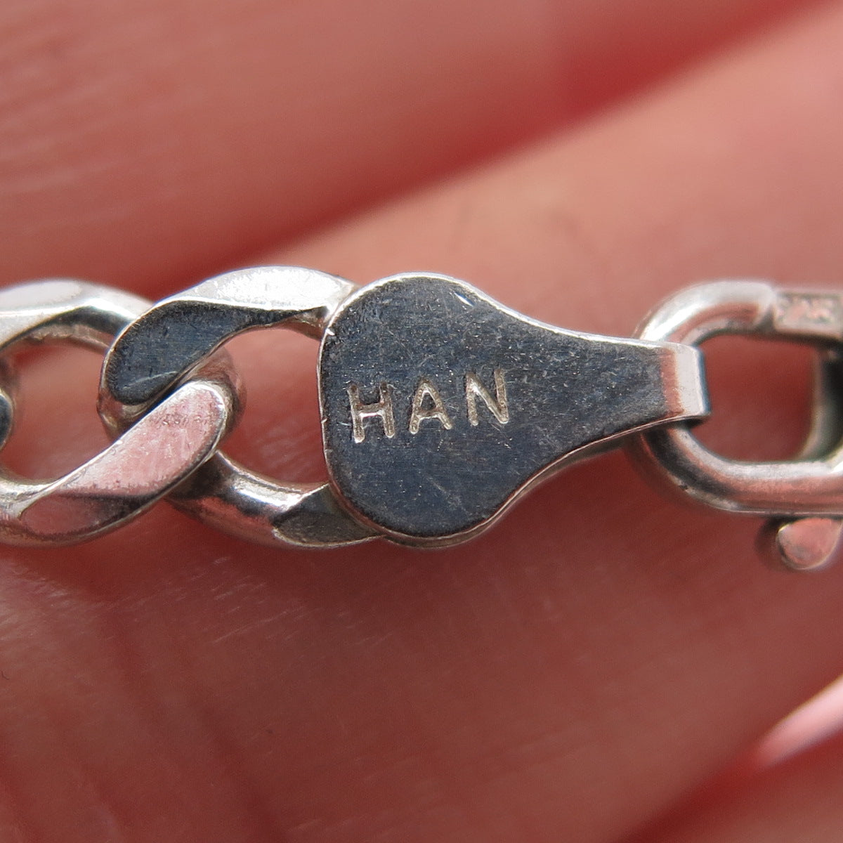 HAN 925 Sterling Silver Vintage Italy Figaro Chain Necklace 24"