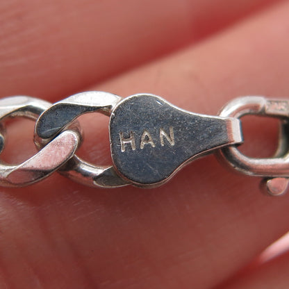 HAN 925 Sterling Silver Vintage Italy Figaro Chain Necklace 24"