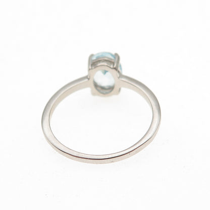 Dazzlers 925 Sterling Silver Real Oval-Cut Blue Topaz Ring Size 6