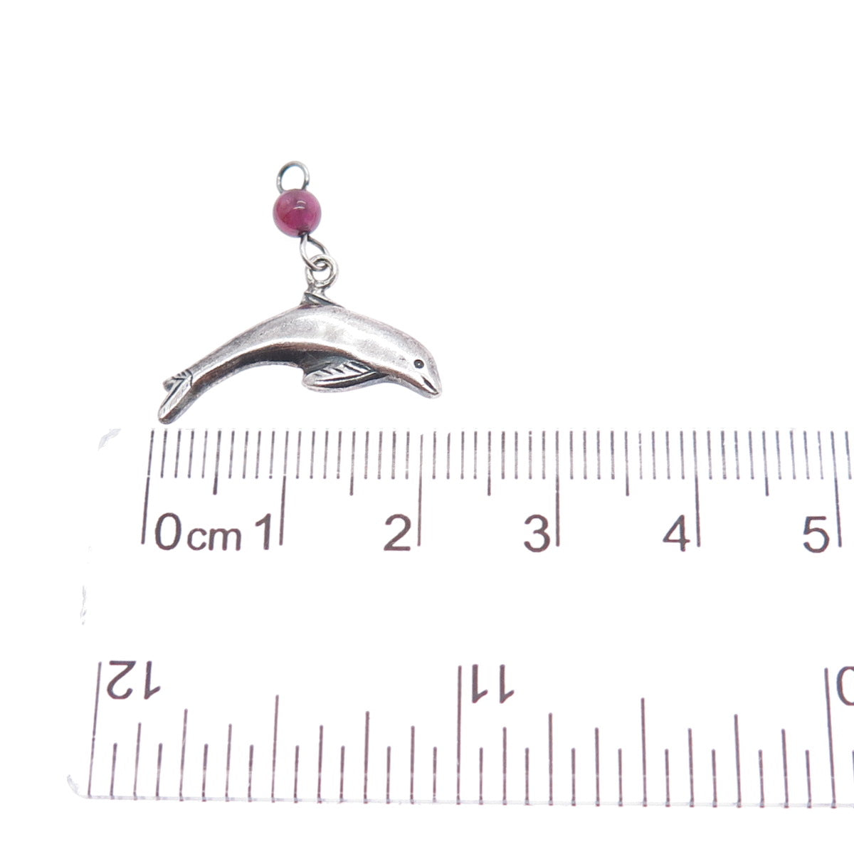 BOMA 925 Sterling Silver Vintage Real Tourmaline Dolphin Charm Pendant