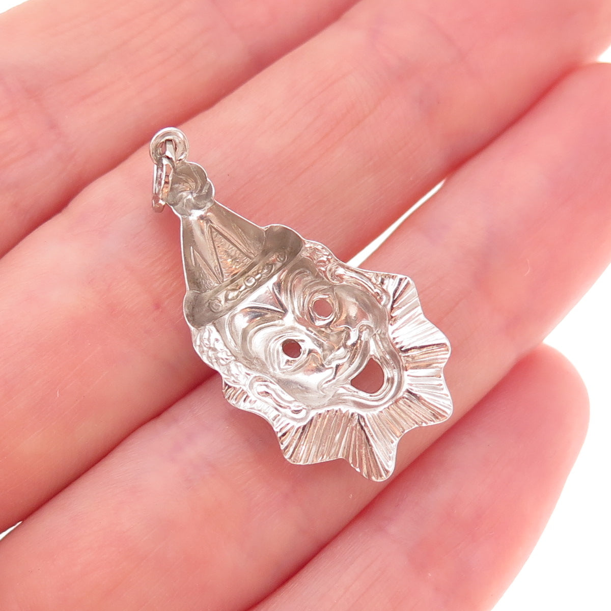 Beau 925 Sterling Silver Vintage Clown Charm Pendant