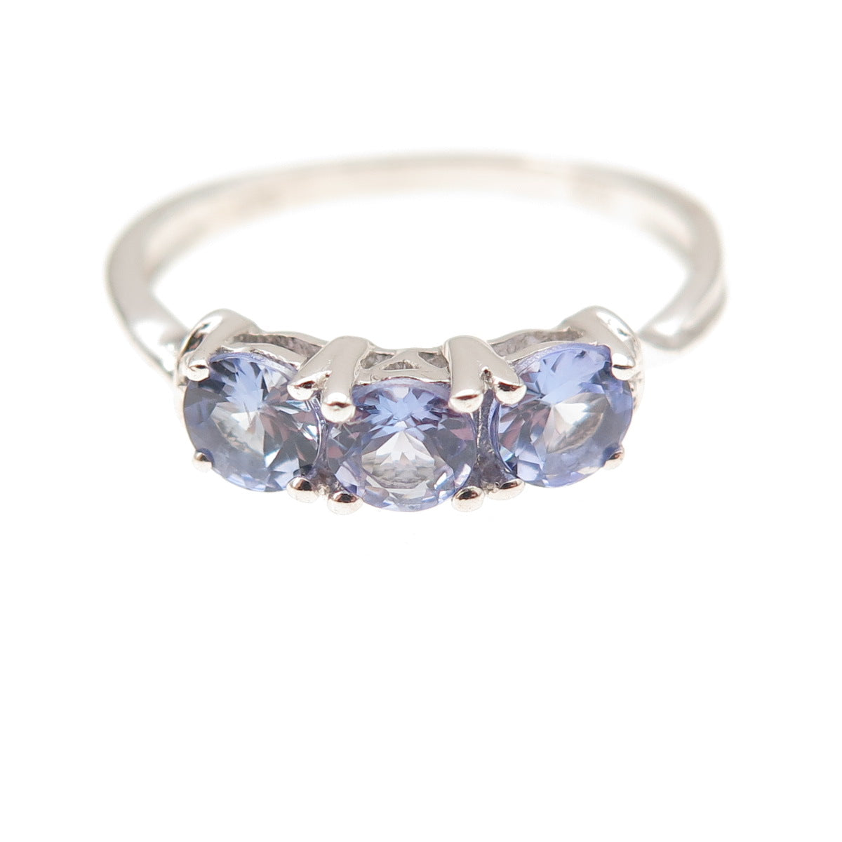 Chuck Clemency 925 Sterling Silver Real Round-Cut Tanzanite Ring Size 7