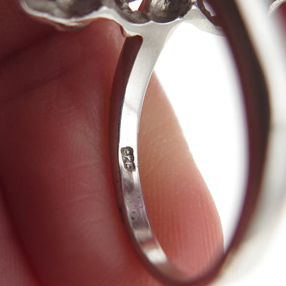 925 Sterling Silver Real Amethyst & Sapphire Cluster Ring Size 8