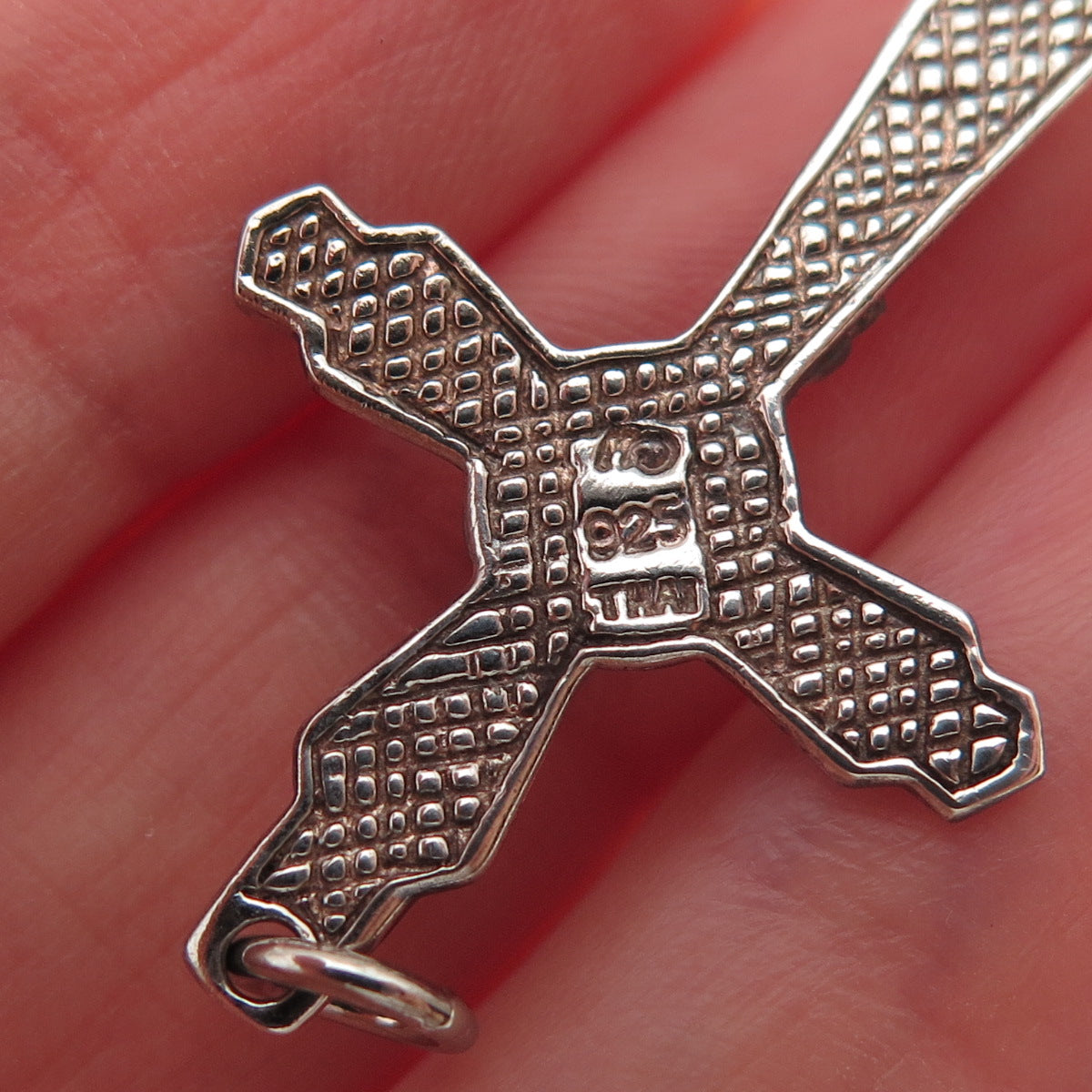 925 Sterling Silver Vintage Crucifix Cross Oxidized Charm Pendant