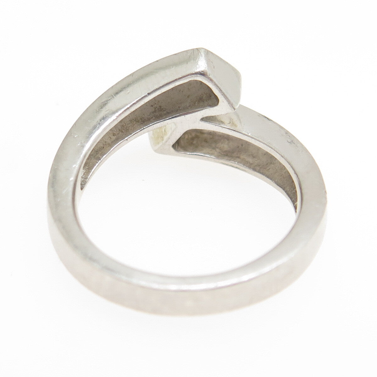925 Sterling Silver Vintage Modernist Bypass Ring Size 7.25