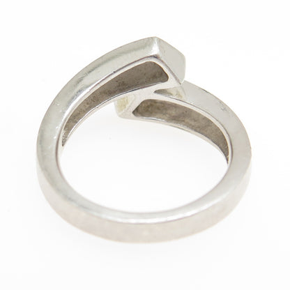 925 Sterling Silver Vintage Modernist Bypass Ring Size 7.25