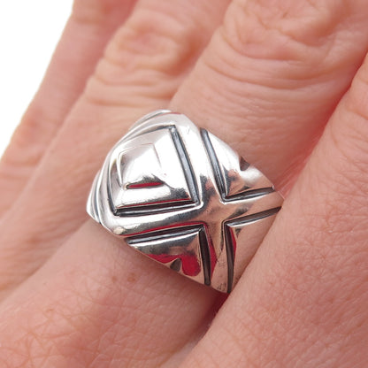 Chapal Zenray 925 Sterling Silver Vintage Modernist Oxidized Ring Size 8