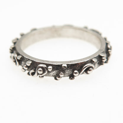 925 Sterling Silver Vintage Granulated Oxidized Band Ring Size 7