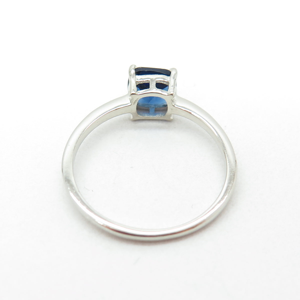 DAZZLERS 925 Sterling Silver Nano Sapphire Minimalist Ring Size 8