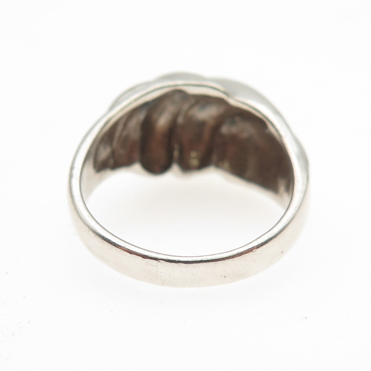 925 Sterling Silver Vintage Modernist Oxidized Ring Size 6.75