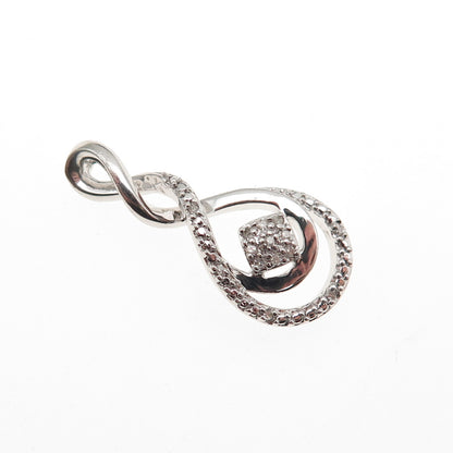Sun 925 Sterling Silver Real Round-Cut Diamond Infinity Twisted Charm Pendant