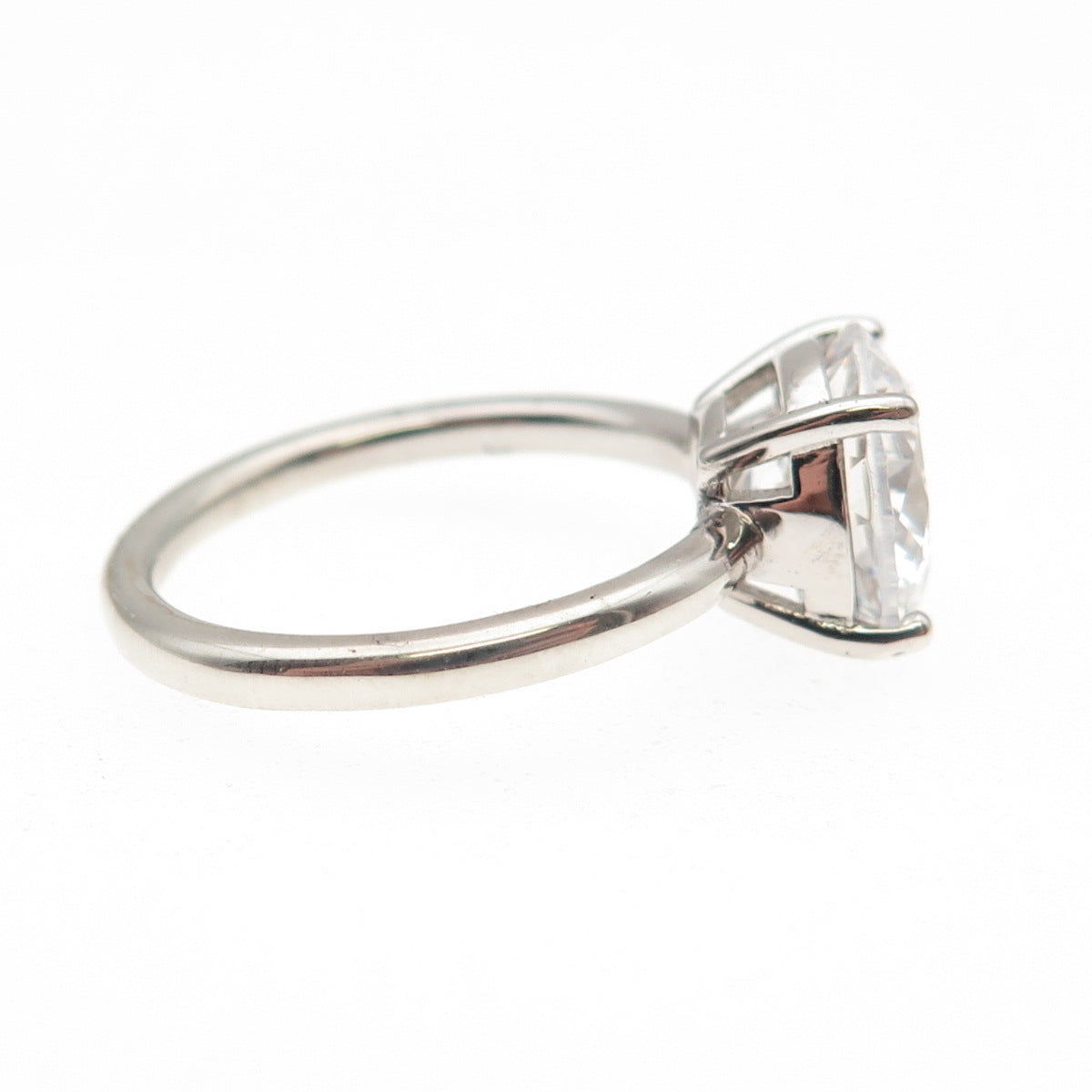 DSMK 925 Sterling Silver Round-Cut C Z Engagement Ring Size 7
