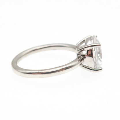 DSMK 925 Sterling Silver Round-Cut C Z Engagement Ring Size 7