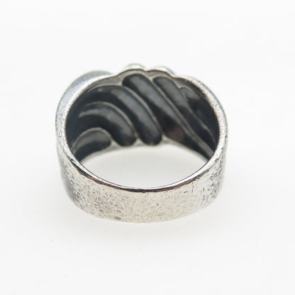 CHAPAL ZENRAY Sterling Silver Vintage Modernist Ribbed Oxidized Ring Size 7.25