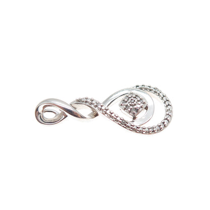 925 Sterling Silver Real Diamond Twisted Infinity Minimalist Slide Charm Pendant
