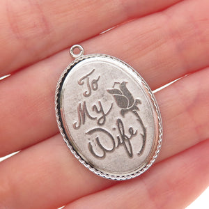 Griffith & Sons 925 Sterling Silver Vintage Rose To My Wife Charm Pendant