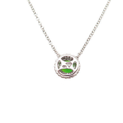 925 Sterling Silver Real Round-Cut Peridot & C Z Cable Chain Necklace 16-18"