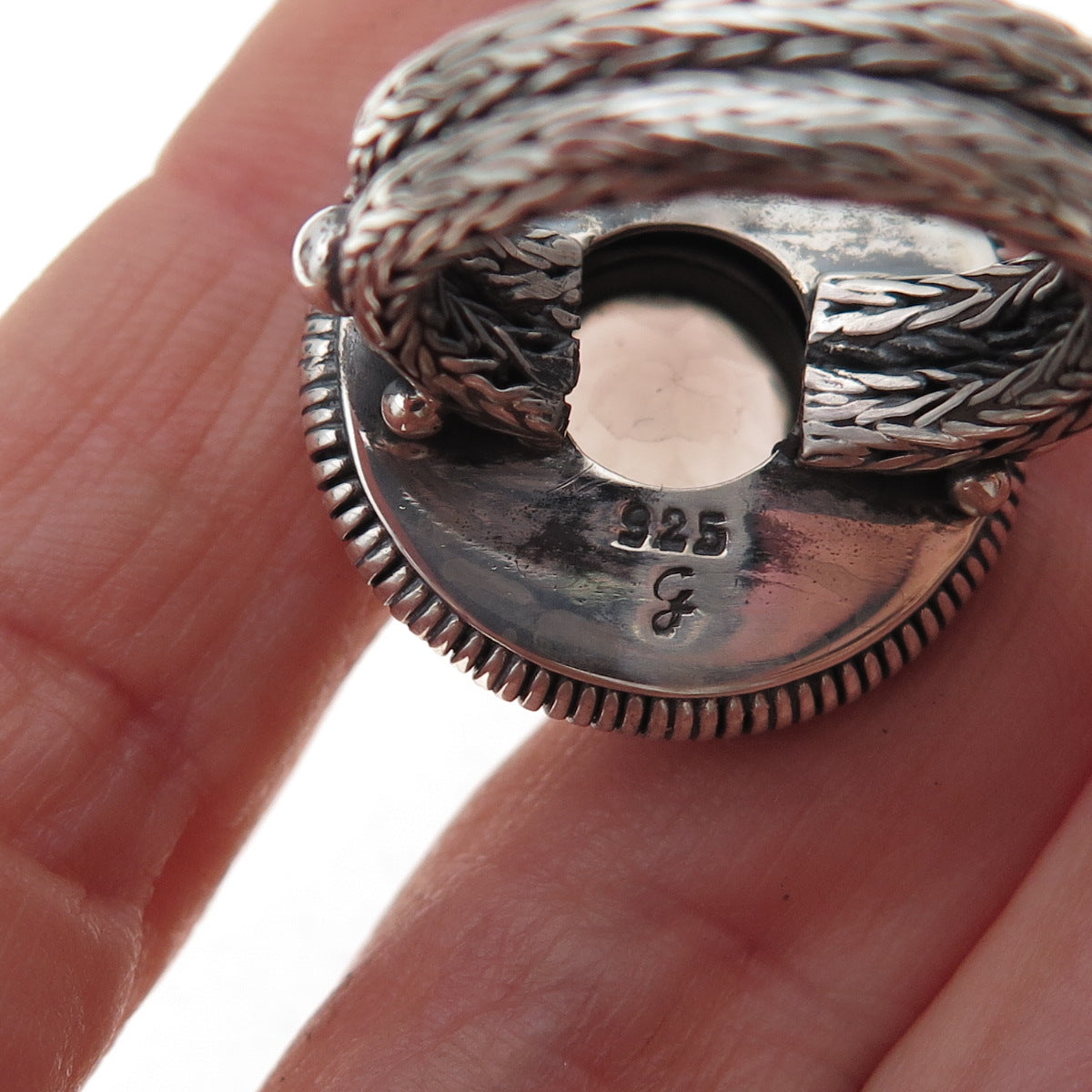 Samuel Benham 925 Sterling Silver Vintage Real Smoky Quartz Oxidized Ring Size 6