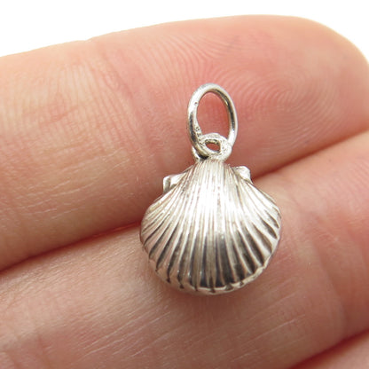 925 Sterling Silver Vintage Seashell Minimalist 3D Charm Pendant