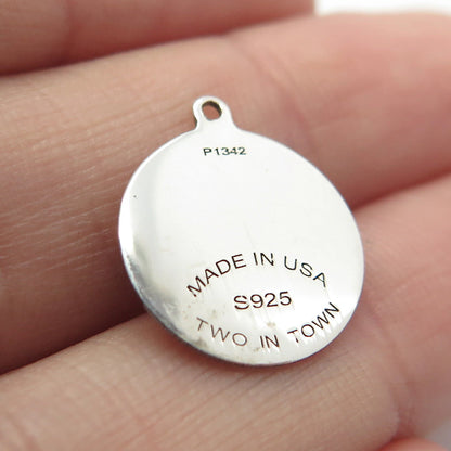925 Sterling Silver USA Two In Town Tiger Charm Pendant