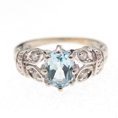 RJ Graziano 925 Sterling Silver Real Blue Topaz & C Z Ring Size 8