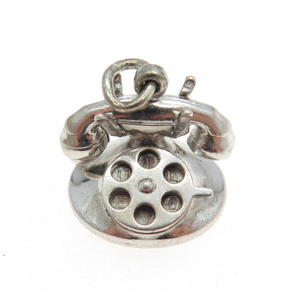 925 Sterling Silver Antique Art Deco "I Love You" Rotary Telephone Pendant