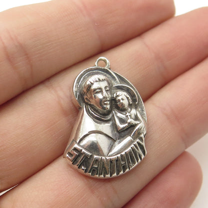 CREED 925 Sterling Silver Antique Art Deco St. Anthony Religious Pendant