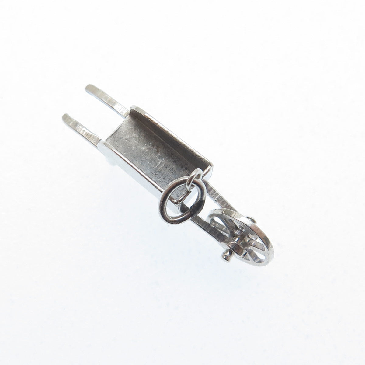 925 Sterling Silver Antique Wheelbarrow Gardening Minimalist 3D Charm Pendant