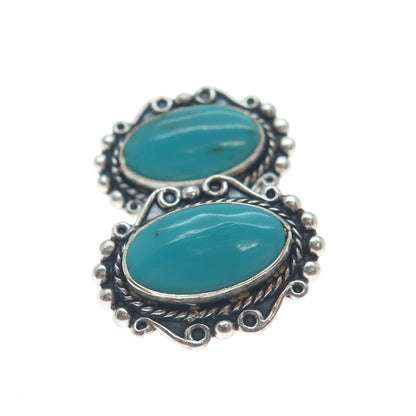 MAISELS INDIAN TRADING Old Pawn 925 Sterling Bisbee Turquoise Clip On Earrings